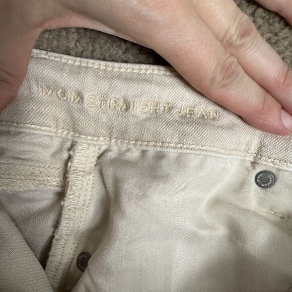 American Eagle Mom Jeans Womens Size 0 Light Beige Straight Leg High Rise Denim - Picture 10 of 12